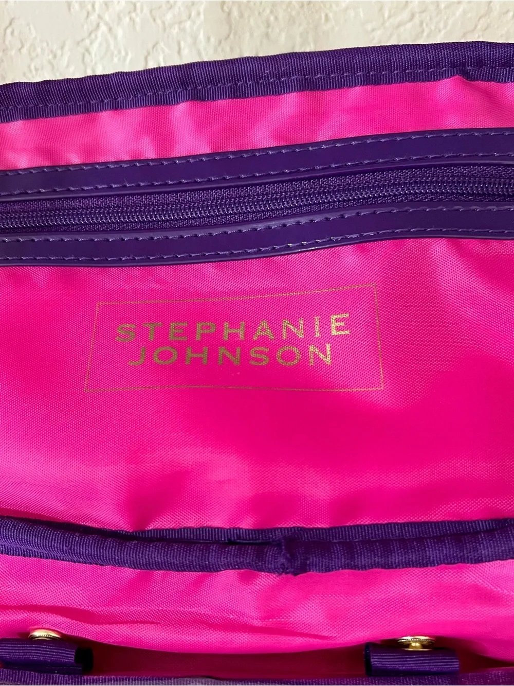 Stephanie Johnson Pink and Purple Dot Travel Cosmetic Case with Detachable Pouch